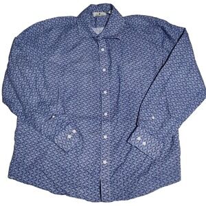 SOUTHERN PINES PAISLEY AOP Men Size XL Blue Cotton Button‎ Shirt